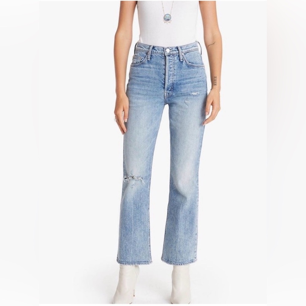 Mother Denim The Tripper Jeans Button-Fly Stretch Denim Distressed Faded